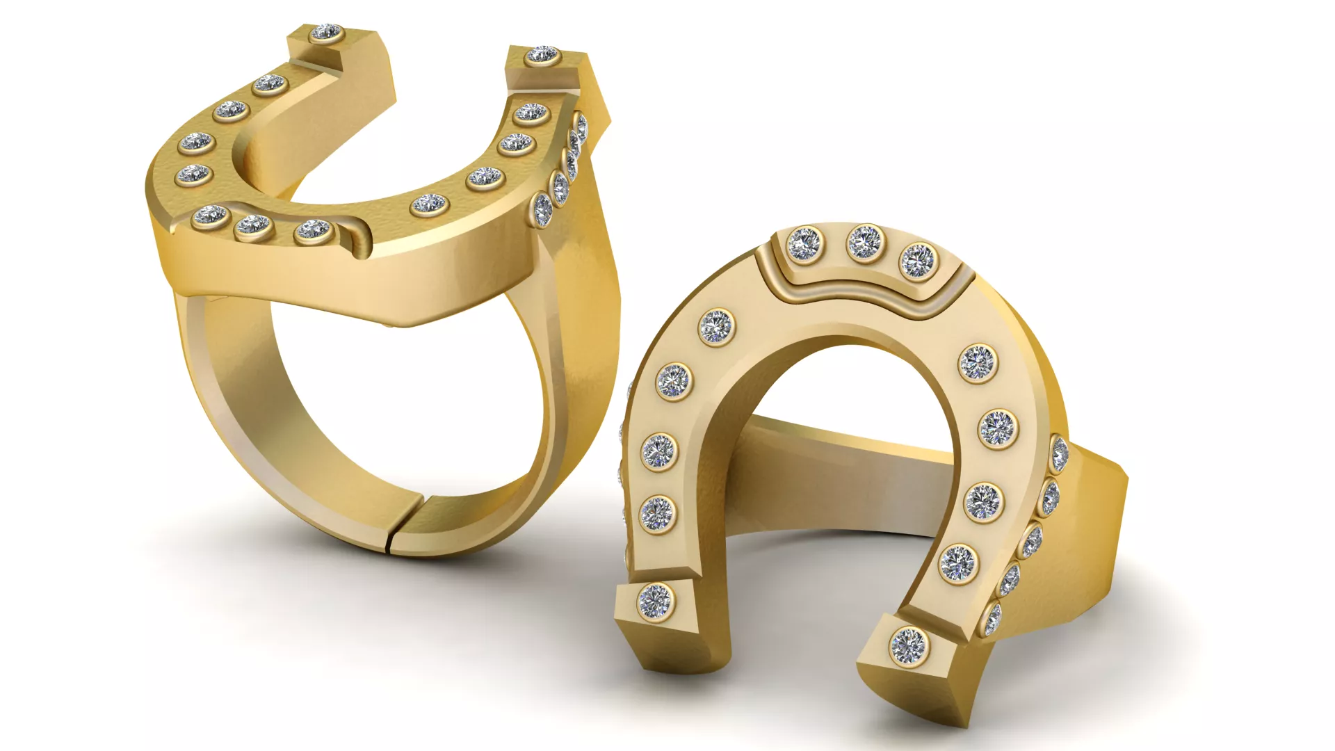 Gemstone Horseshoe Gold Statement Ring 3D print model