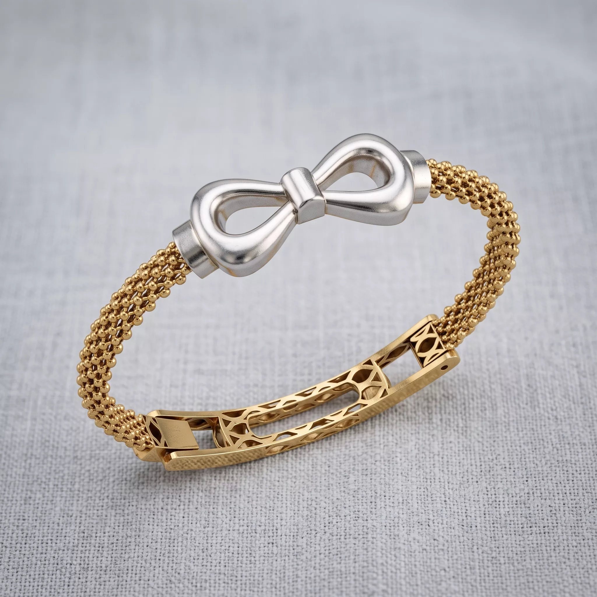 small size bow mesh bracelet with support 3D print model