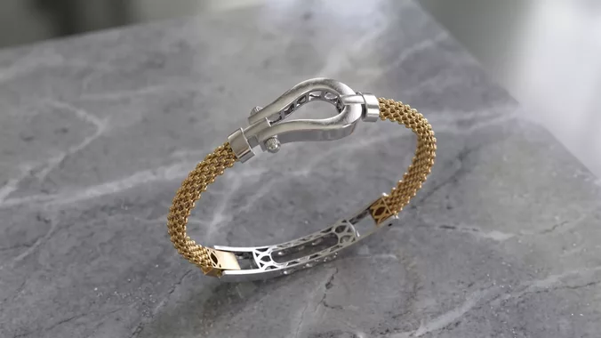 small size horseshoe clasp mesh bracelet with support