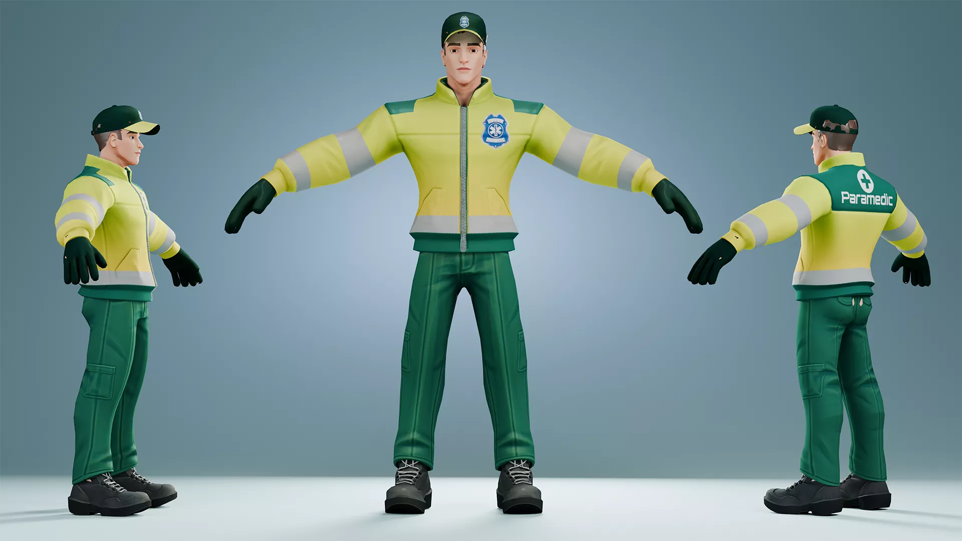 Rigged Paramedic Stylized Ambulance Crew Character 3D model