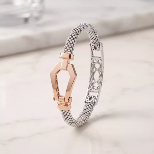 small size geometric buckle mesh bracelet with support