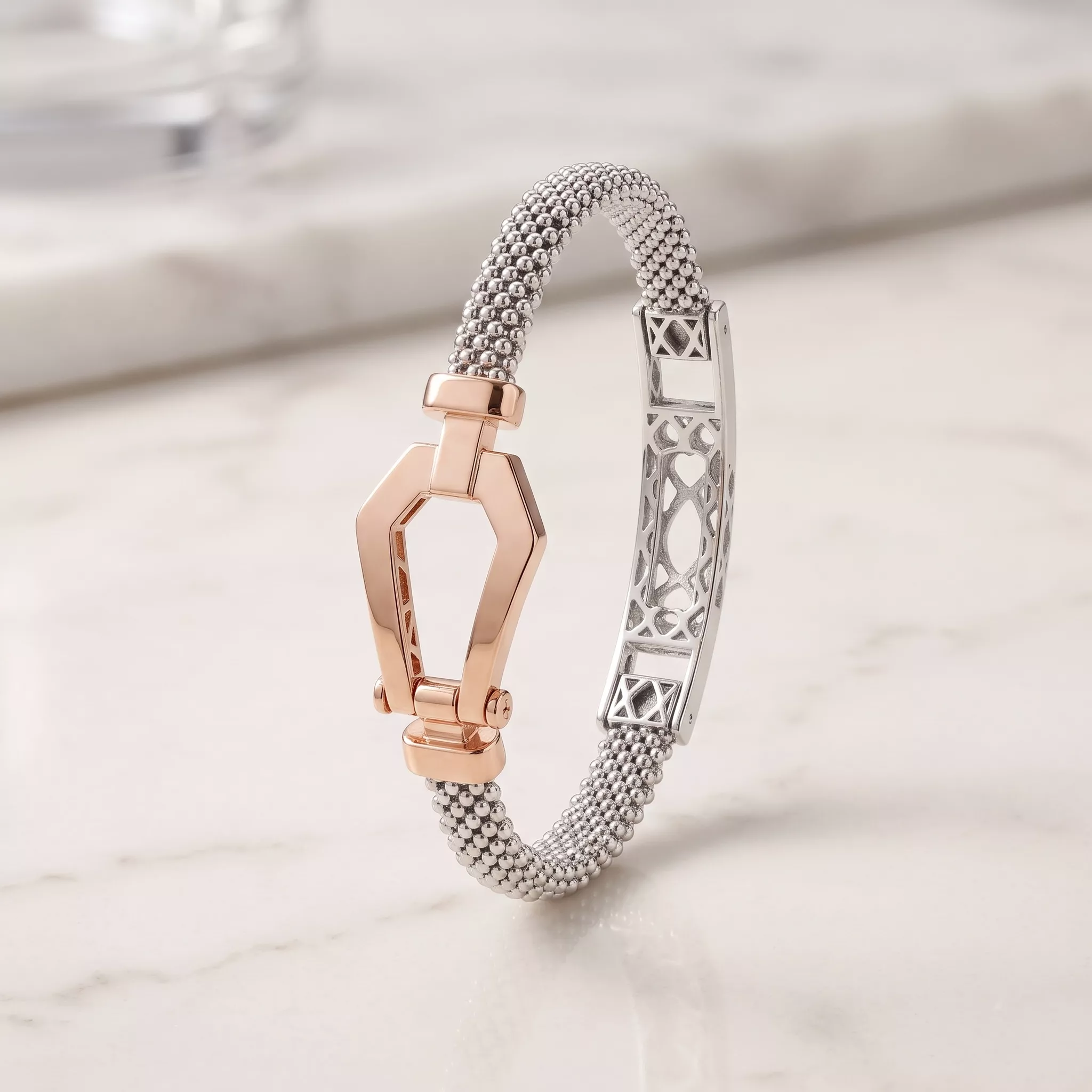 small size geometric buckle mesh bracelet with support 3D print model