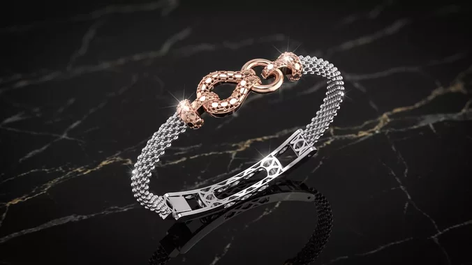 small Diamond cut gold finish infinity mesh bracelet support