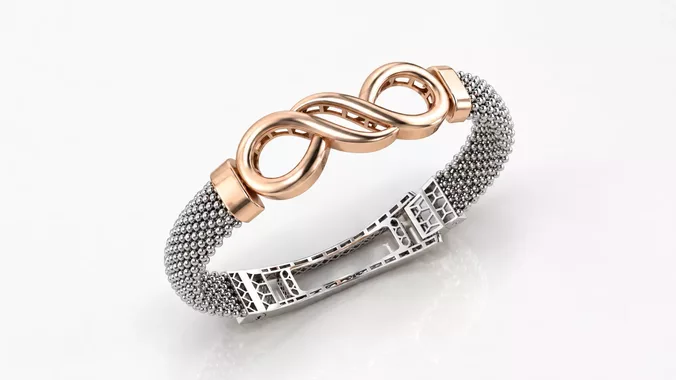 big size infinity rose gold mesh bangle bracelet with support