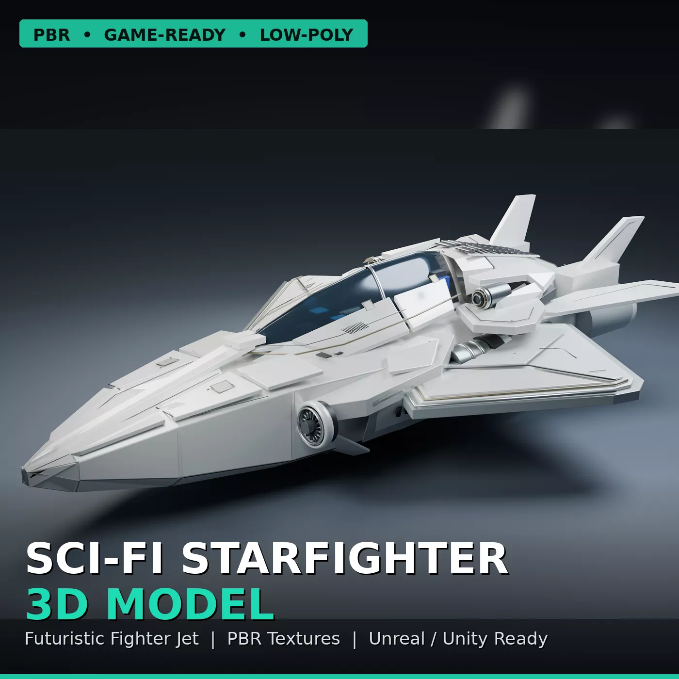 Sci-Fi Spaceship 3D Model Futuristic Fighter Jet 3D model