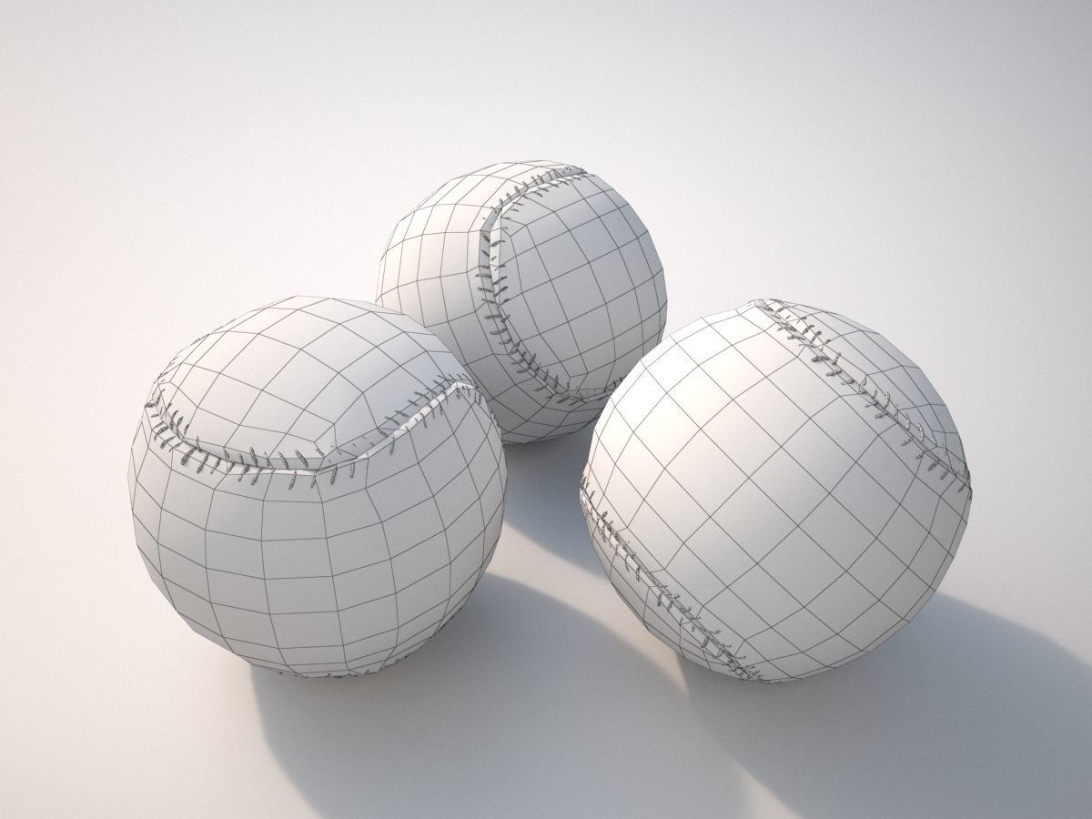 Baseball three baseballs 3D model_2