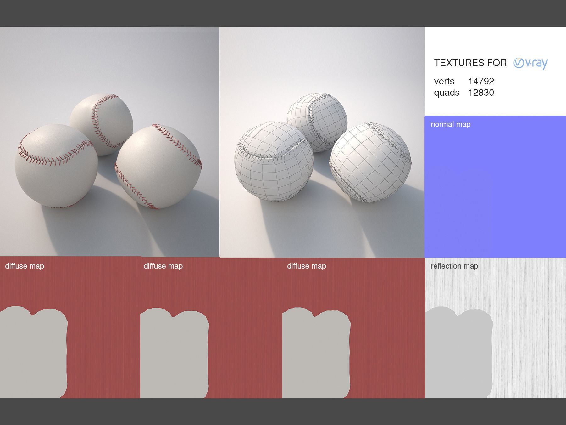 Baseball three baseballs 3D model_4