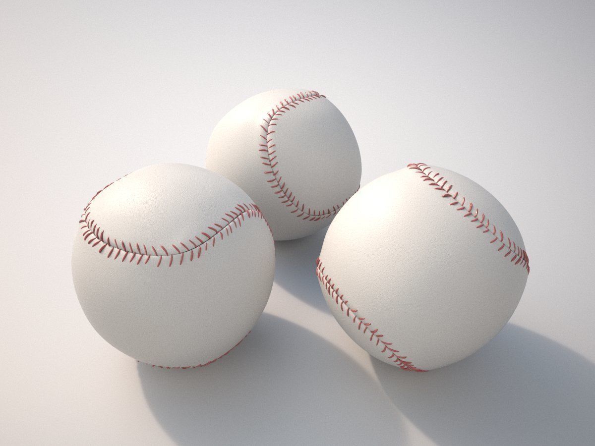Baseball three baseballs 3D model_1