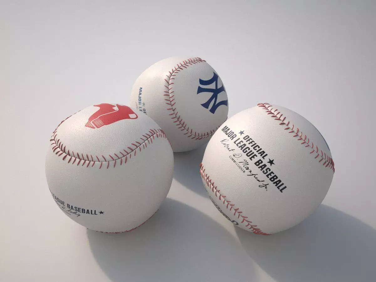 Baseball three baseballs 3D model_0