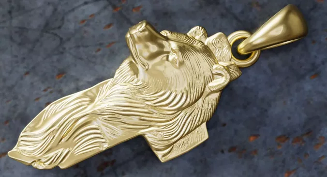 Stylized Bear Head Cross Pendant STL OBJ 3D Model