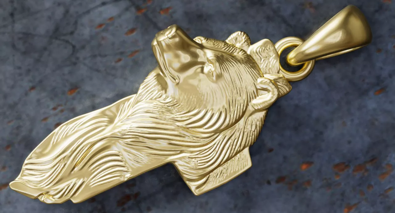 Stylized Bear Head Cross Pendant STL OBJ 3D Model 3D print model