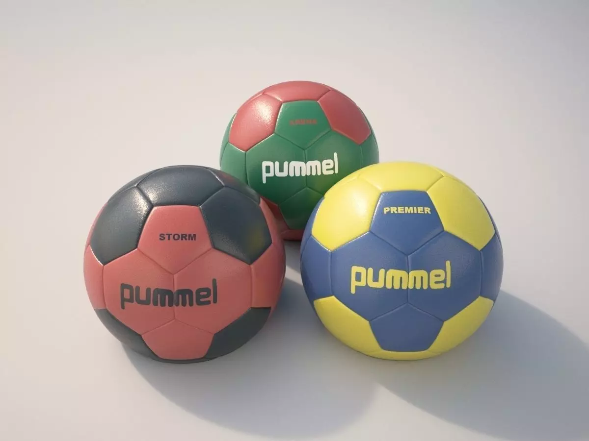 Handballs pummel soccer balls 3D model