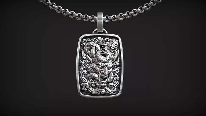 Japanese Dragon Ryujin Wave Snake Myth Pendant