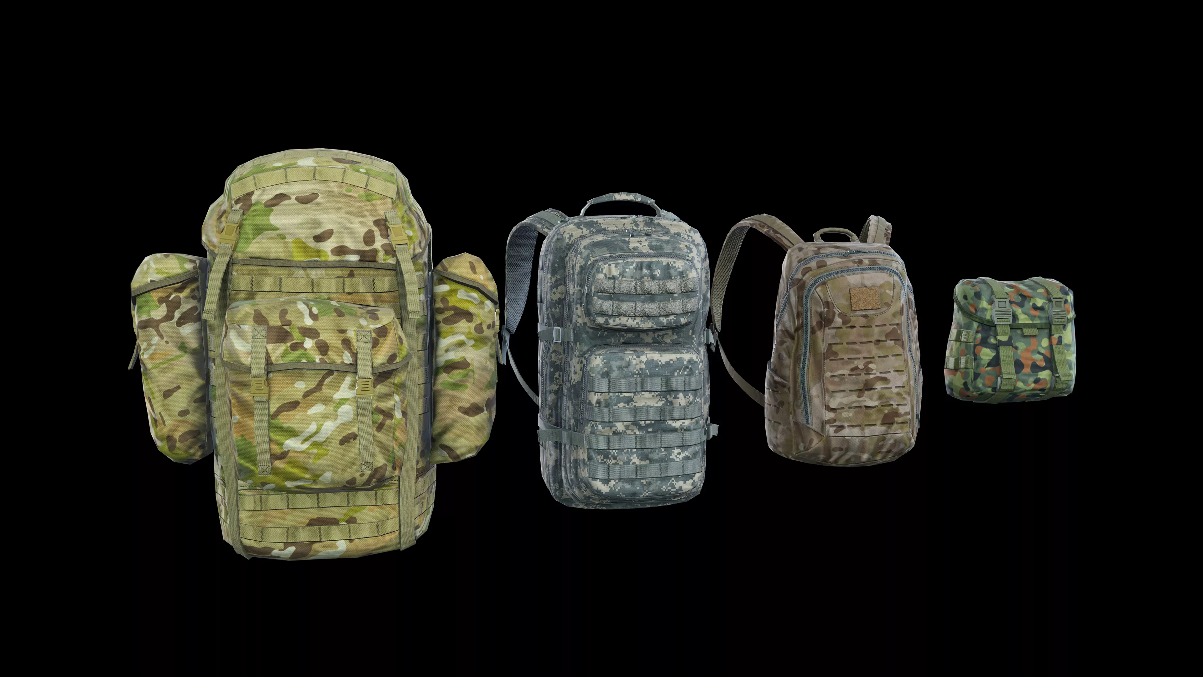 Military Backpack Low-poly 3D model