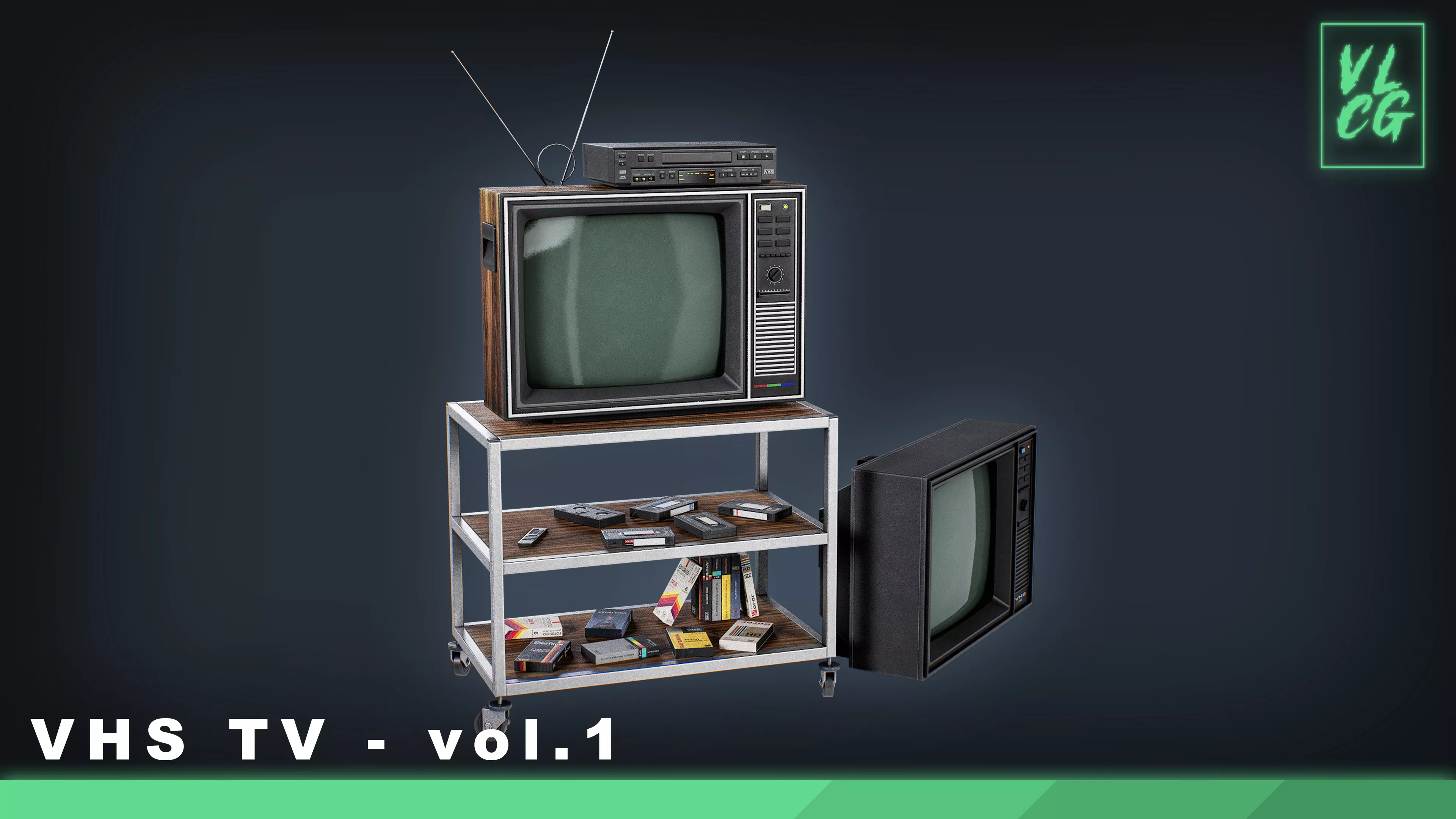 VLCG - VHS TV Pack - Retro Old 1980s Low-poly 3D model