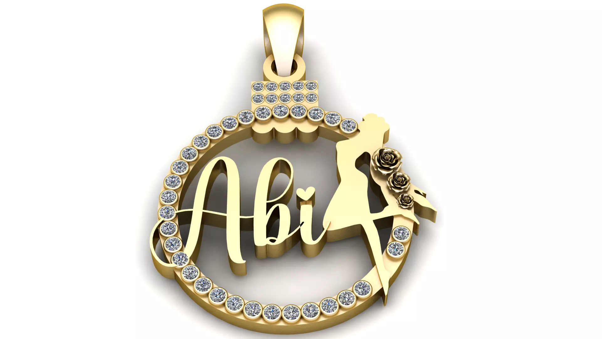 Personalized Abi Bride Gold Pendant 3D print model