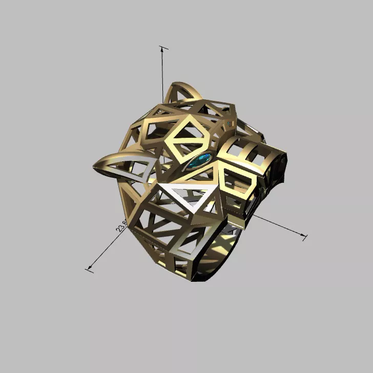 Faceted Panther Head Geometric Ring 3D print model