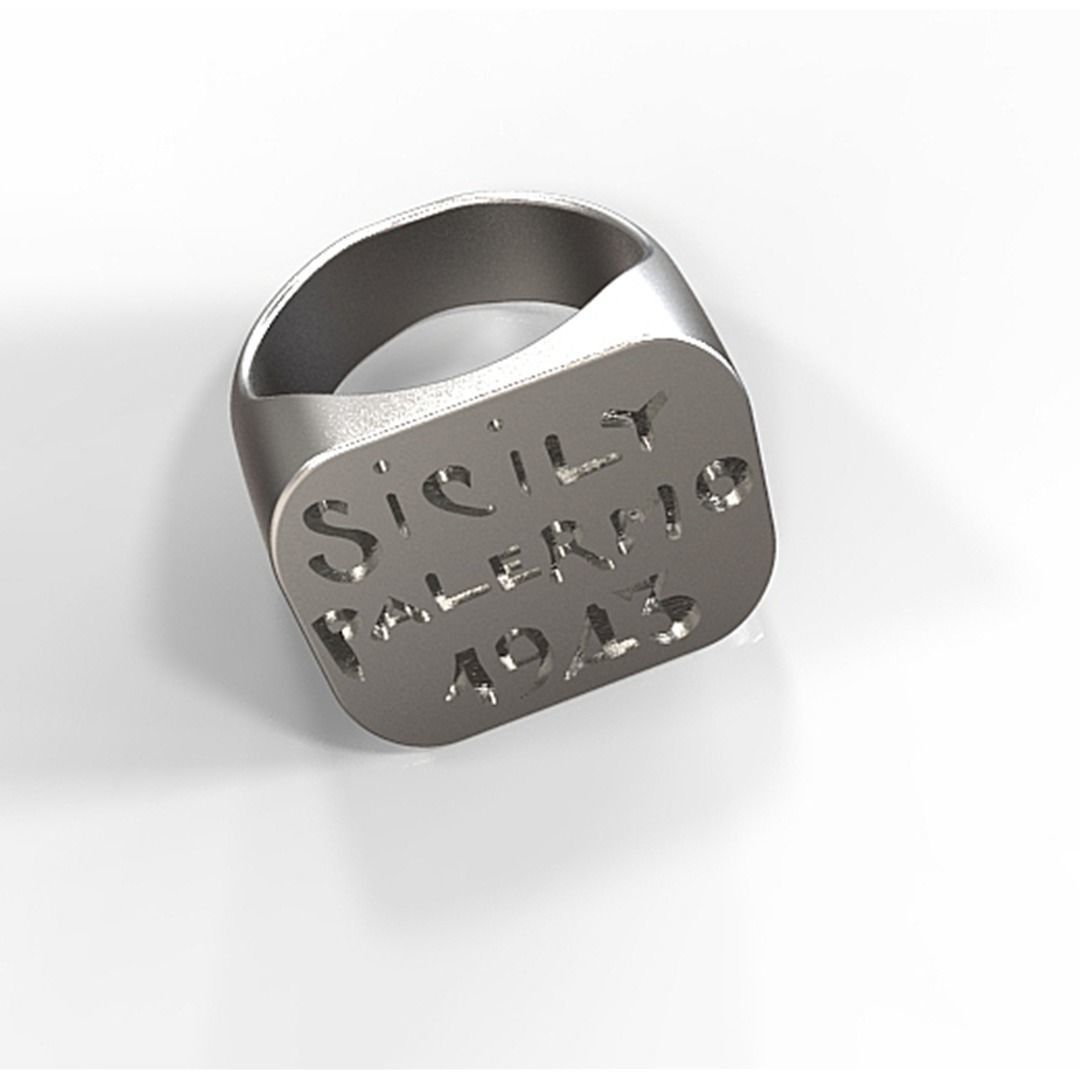 replica of a us wwii Sicily campaign souvenir ring 3D print model_2