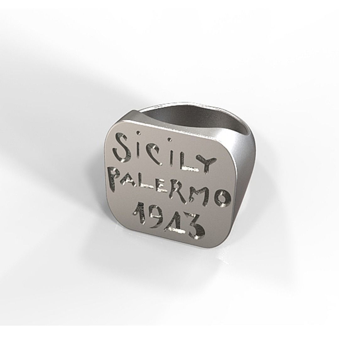 replica of a us wwii Sicily campaign souvenir ring 3D print model_0