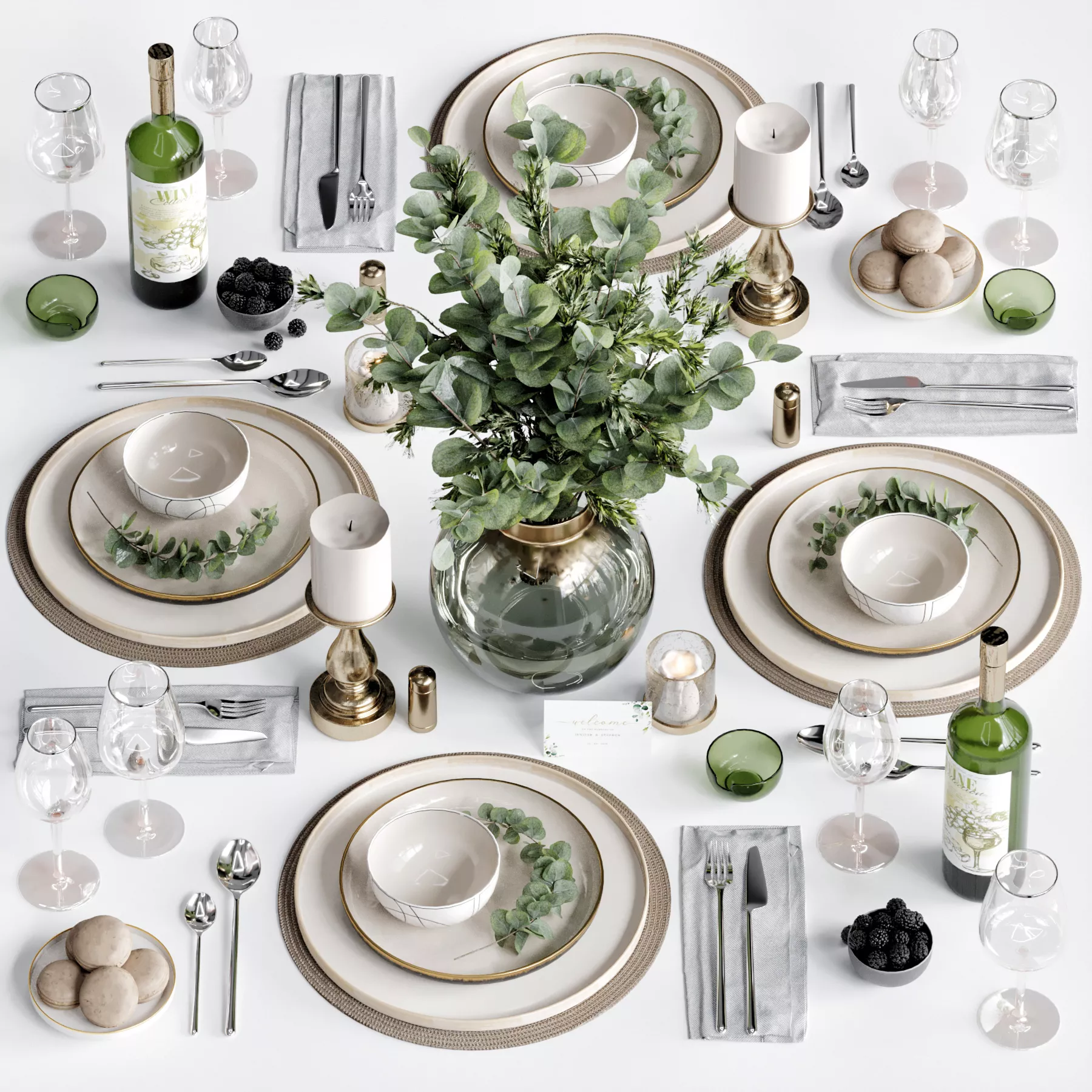 Modern Dining Table Set 02 3D model