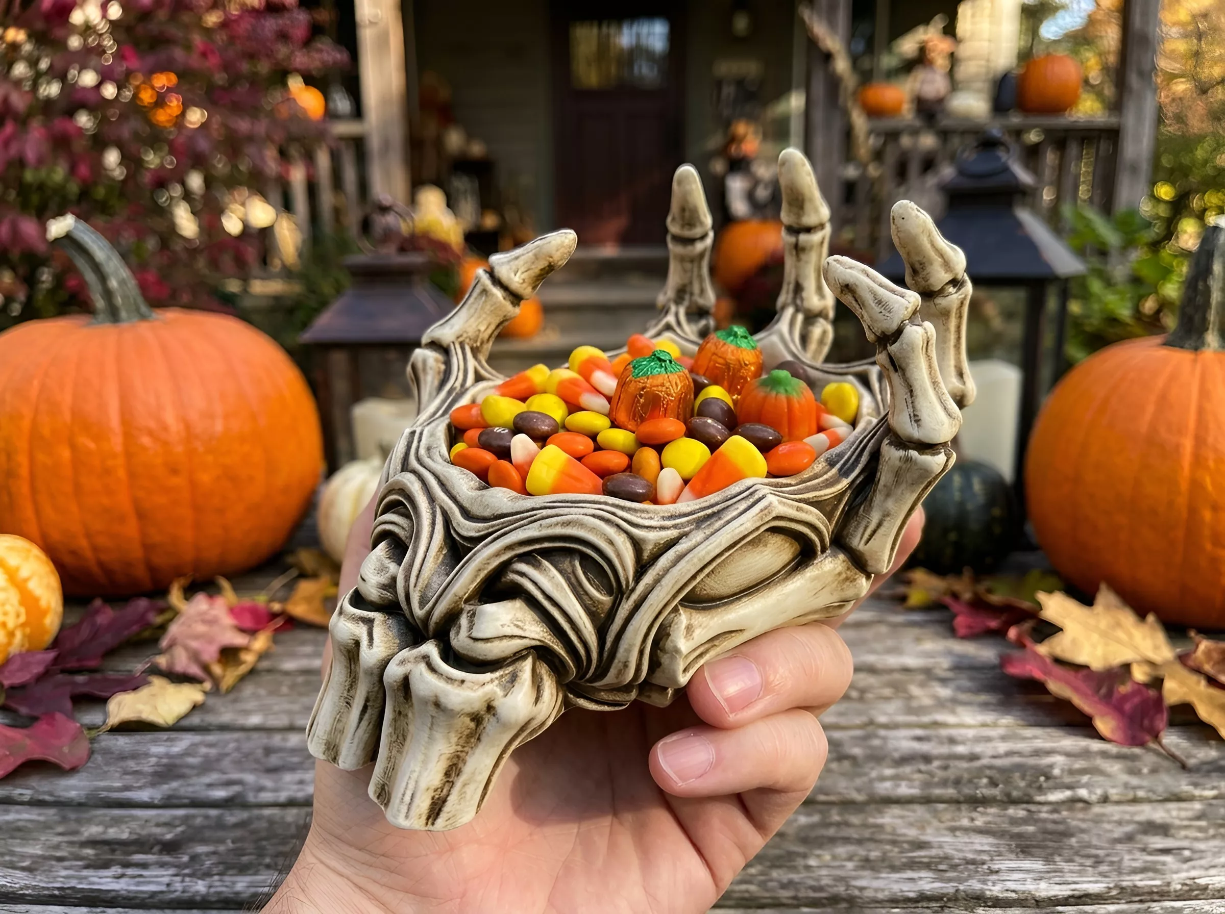 Skeleton Hand Skull Candy Bowl - Halloween Decor 3D print model
