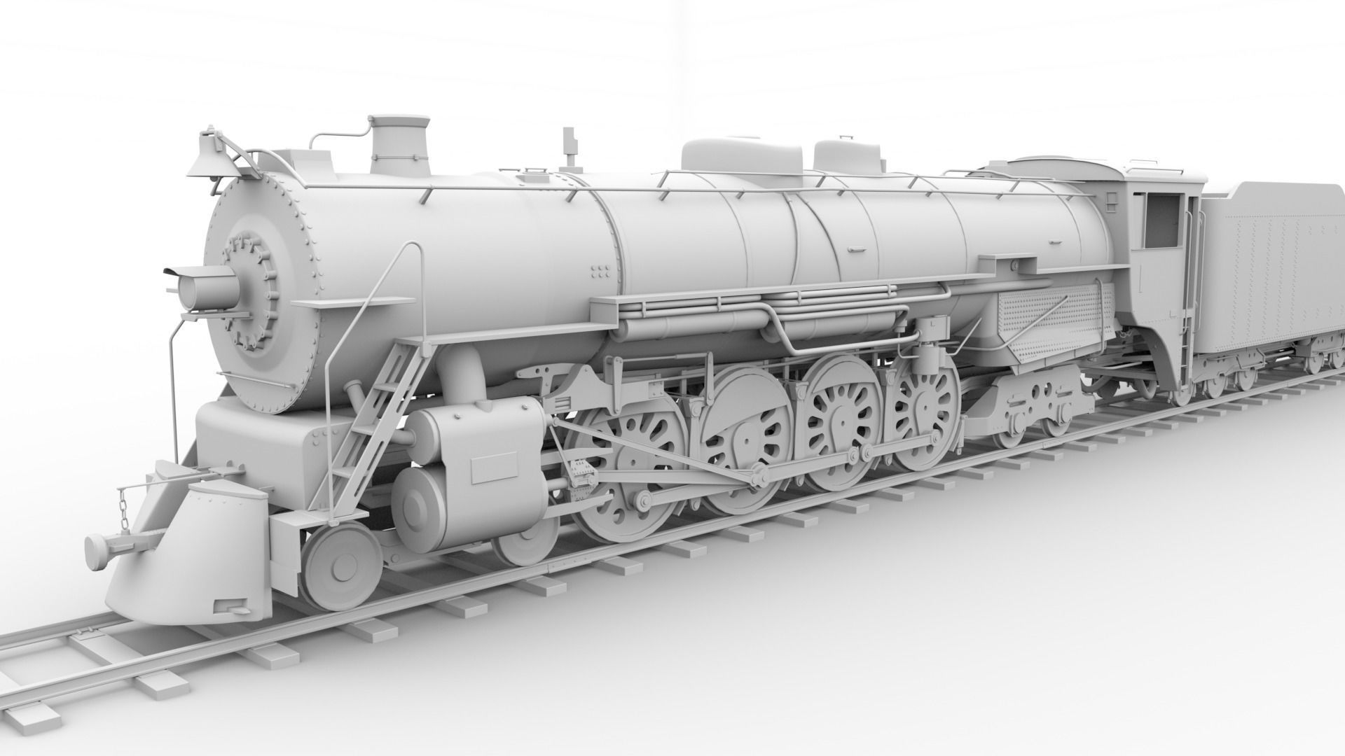 Steam locomotive 3D model_0