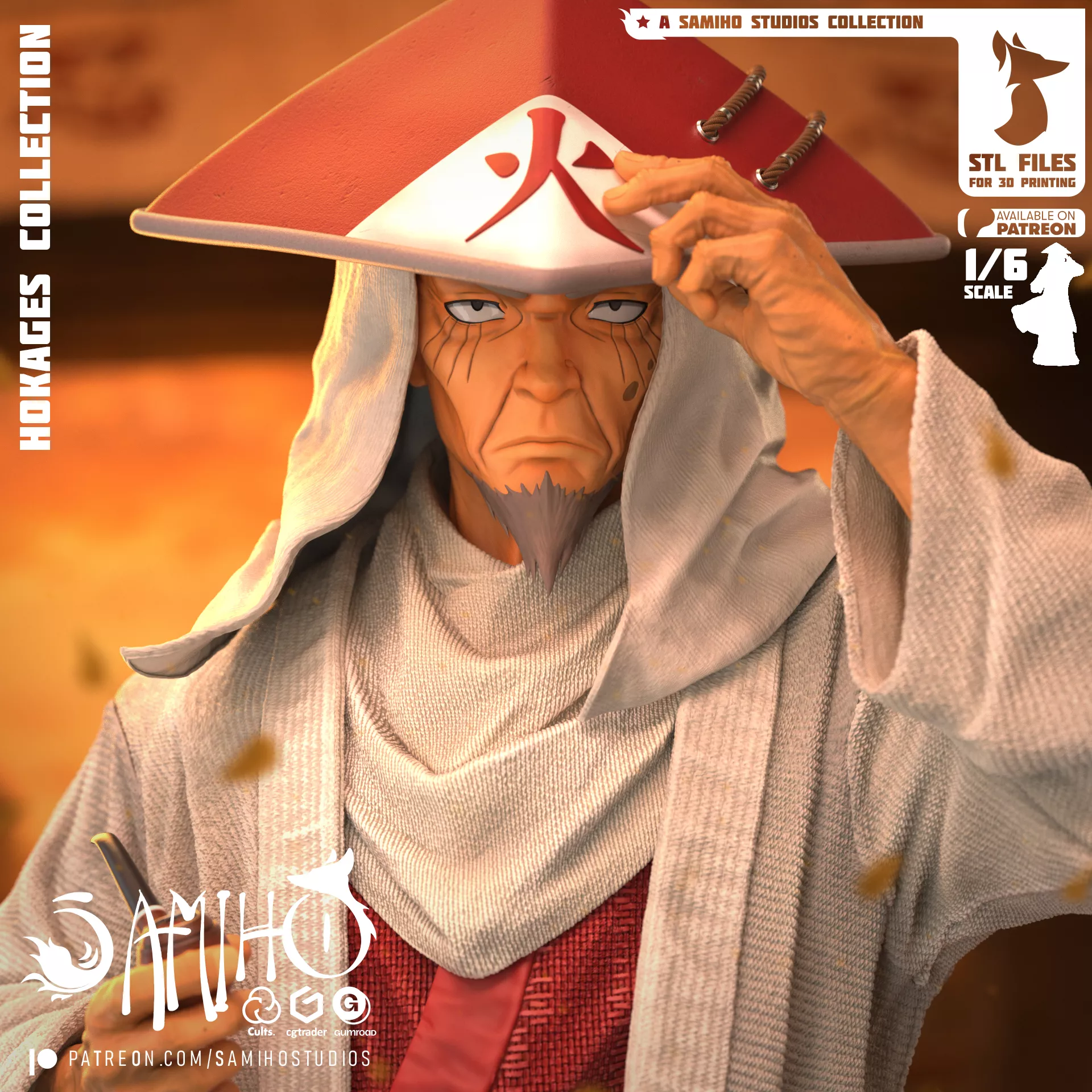 Samiho Studios - Sarutobi Hiruzen - STLs ready for printing 3D print model