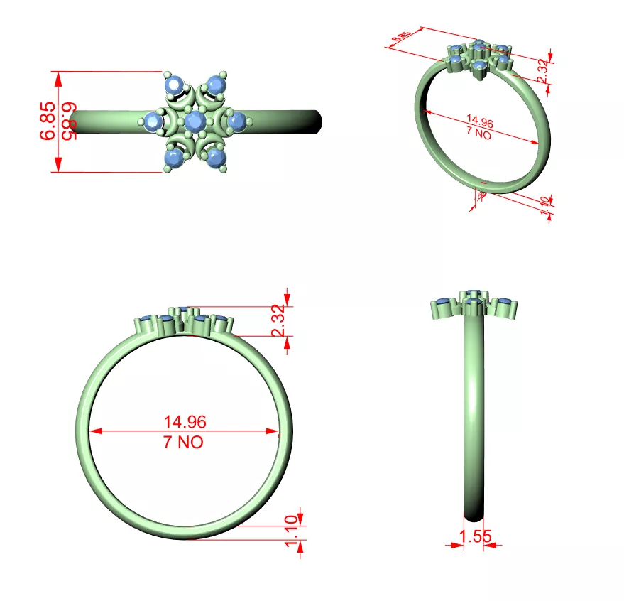 Buy Diamond Ring CAD Engagement Wedding Jewelry STL 3DM R2524 3D print model