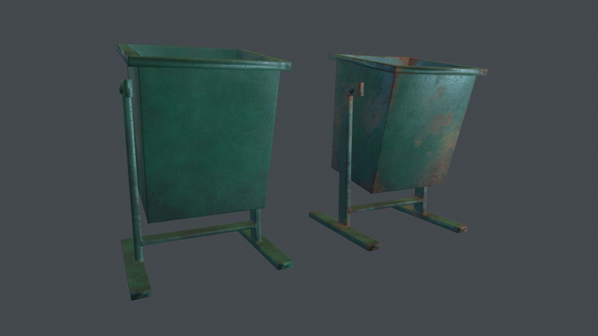 Street Metal Trash Can PBR Game Ready