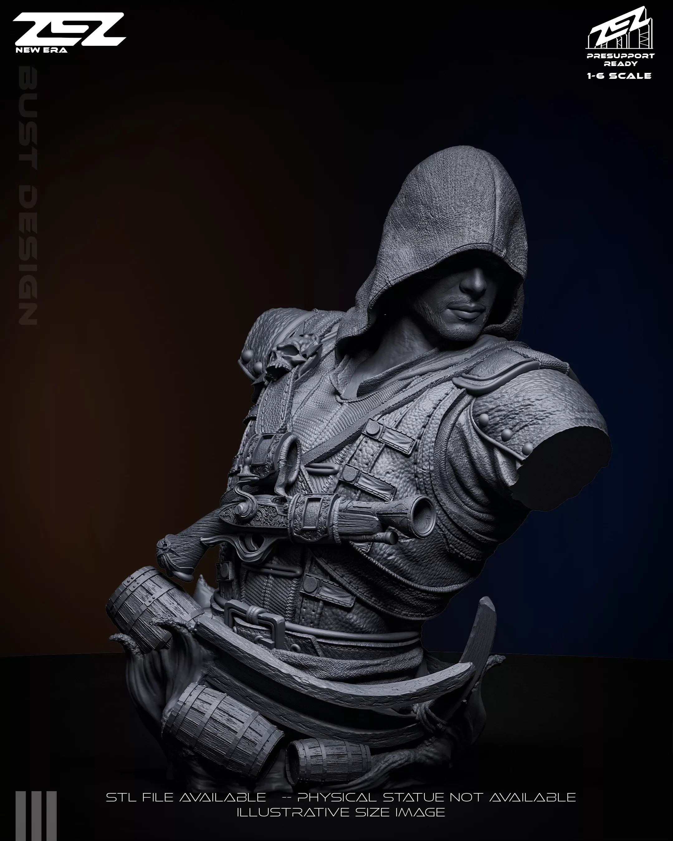 EDWARD ASSASINS CREED ZEZ BUST 3D print model