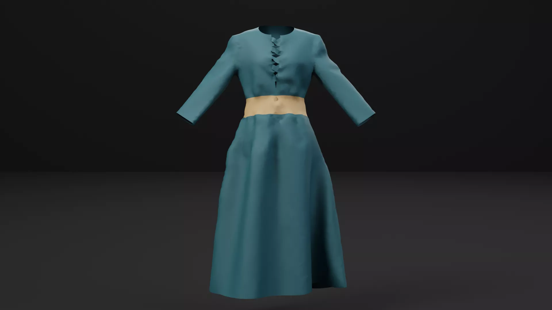 Teal Wanderers Dress Low-poly 3D model