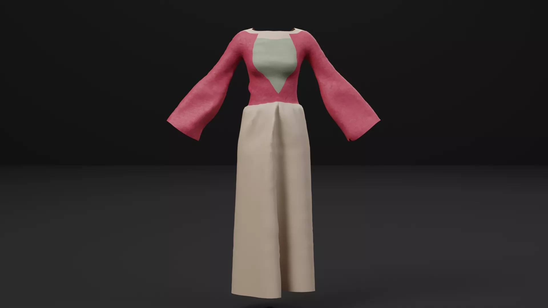 Blushrose Medieval Gown Low-poly 3D model