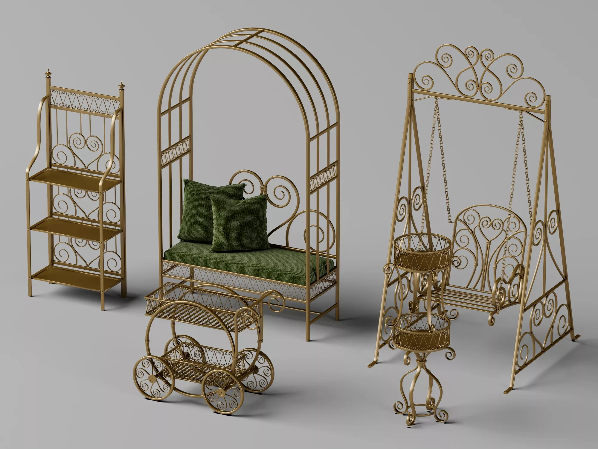 Wrought Iron Garden Furniture Set 3D model