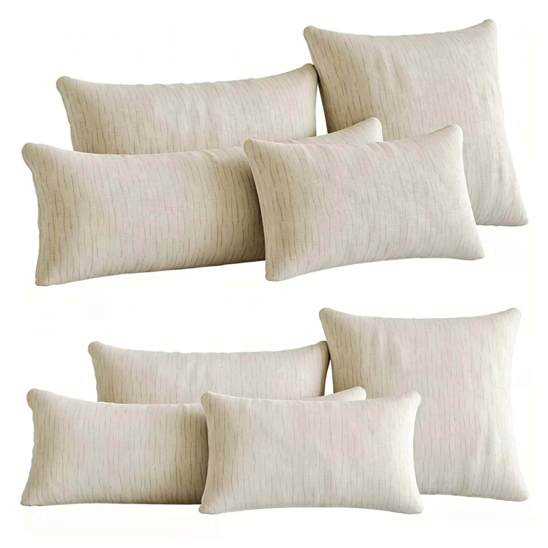 Ribbed Fabric Pillows Set of 7 3D model