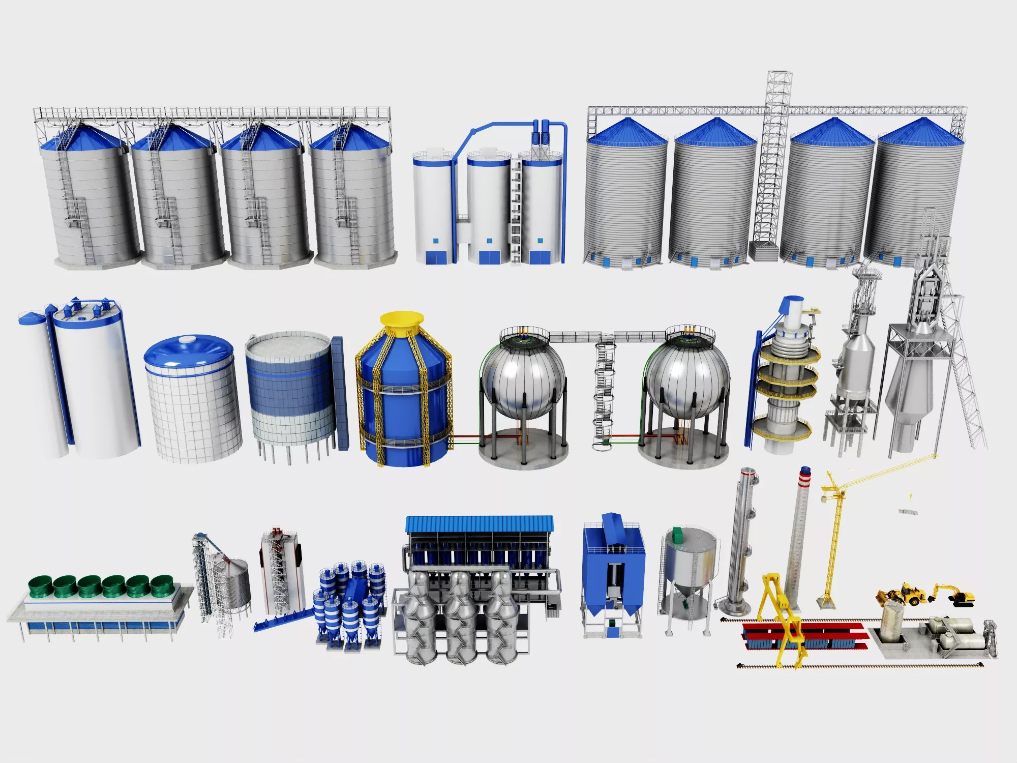 Industrial Silo And Storage Tank Asset Pack 3D model