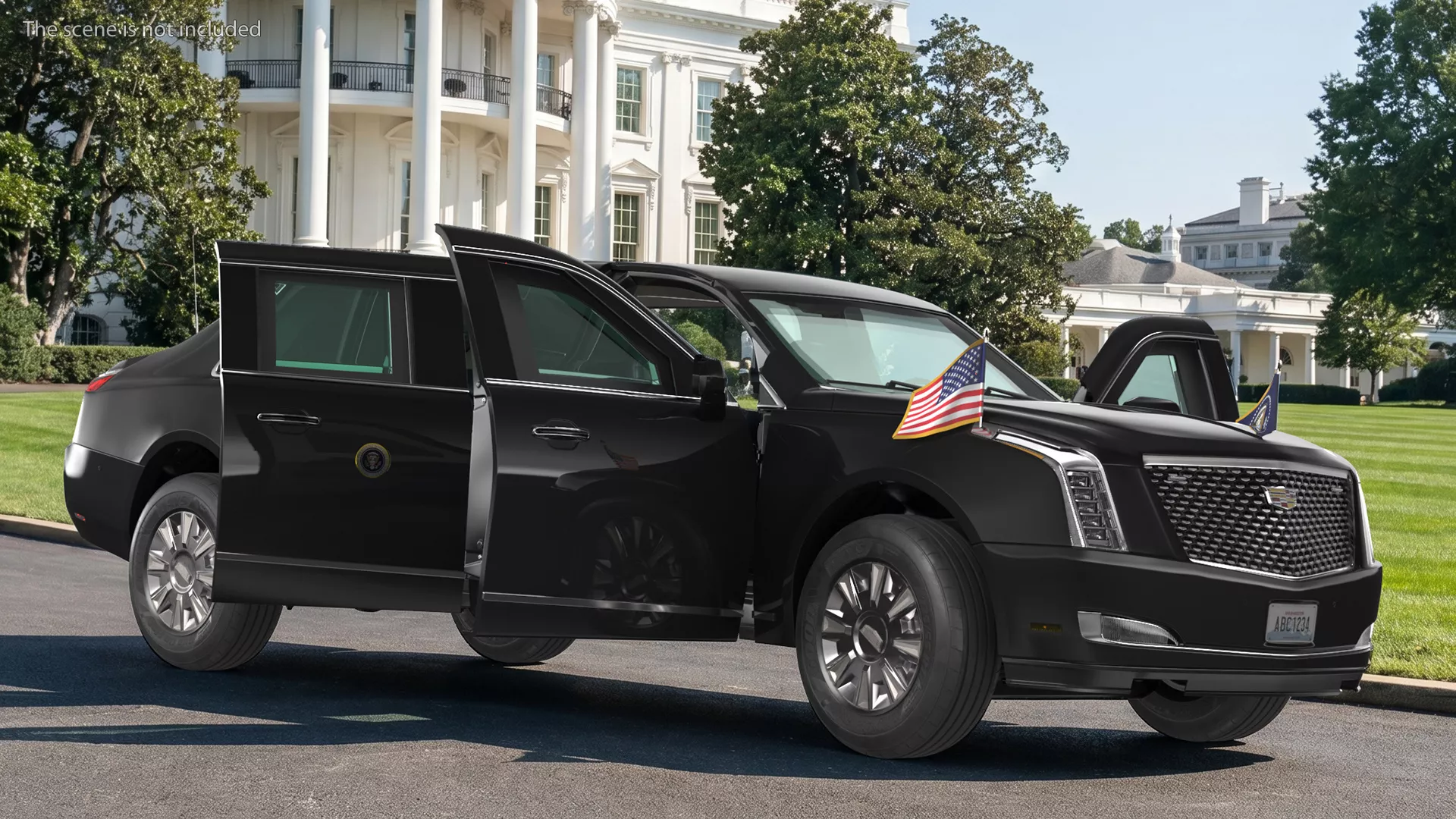 Cadillac One 2018 US Presidential State Limousine Rigged 3D model