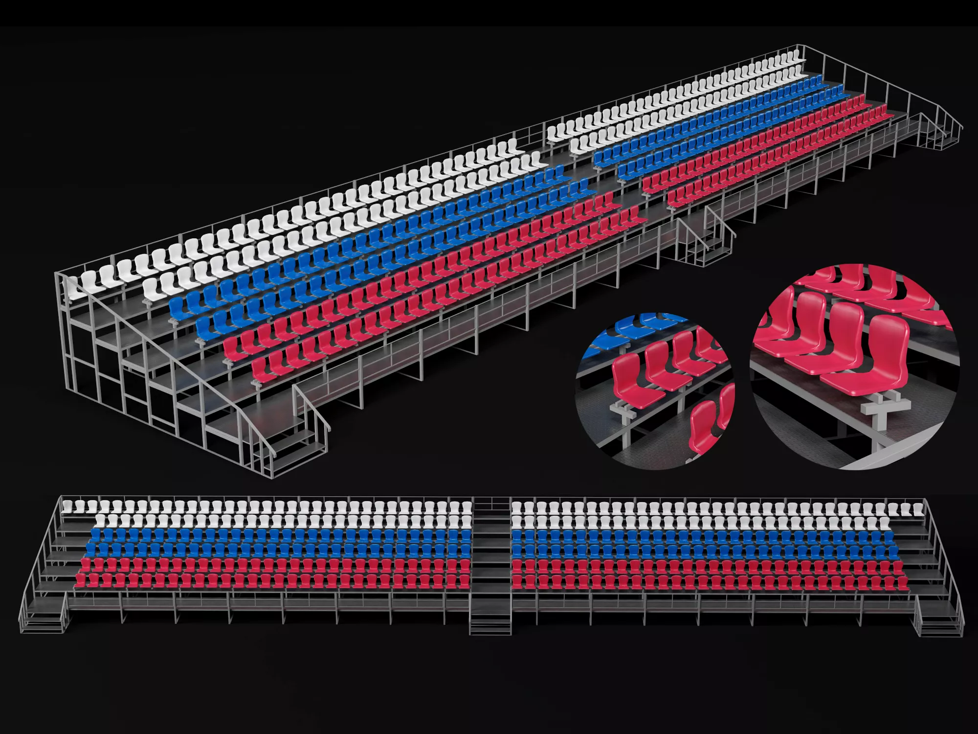 Stadium Grandstand Bleacher Seating 3D model