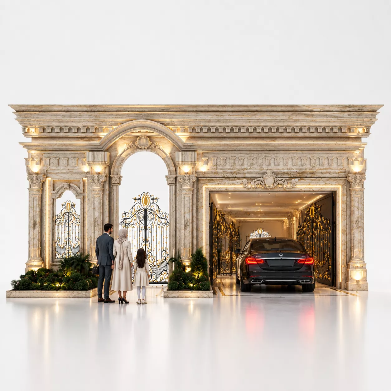 Luxury Neoclassical Villa Entrance Gate 3D Model 3D model