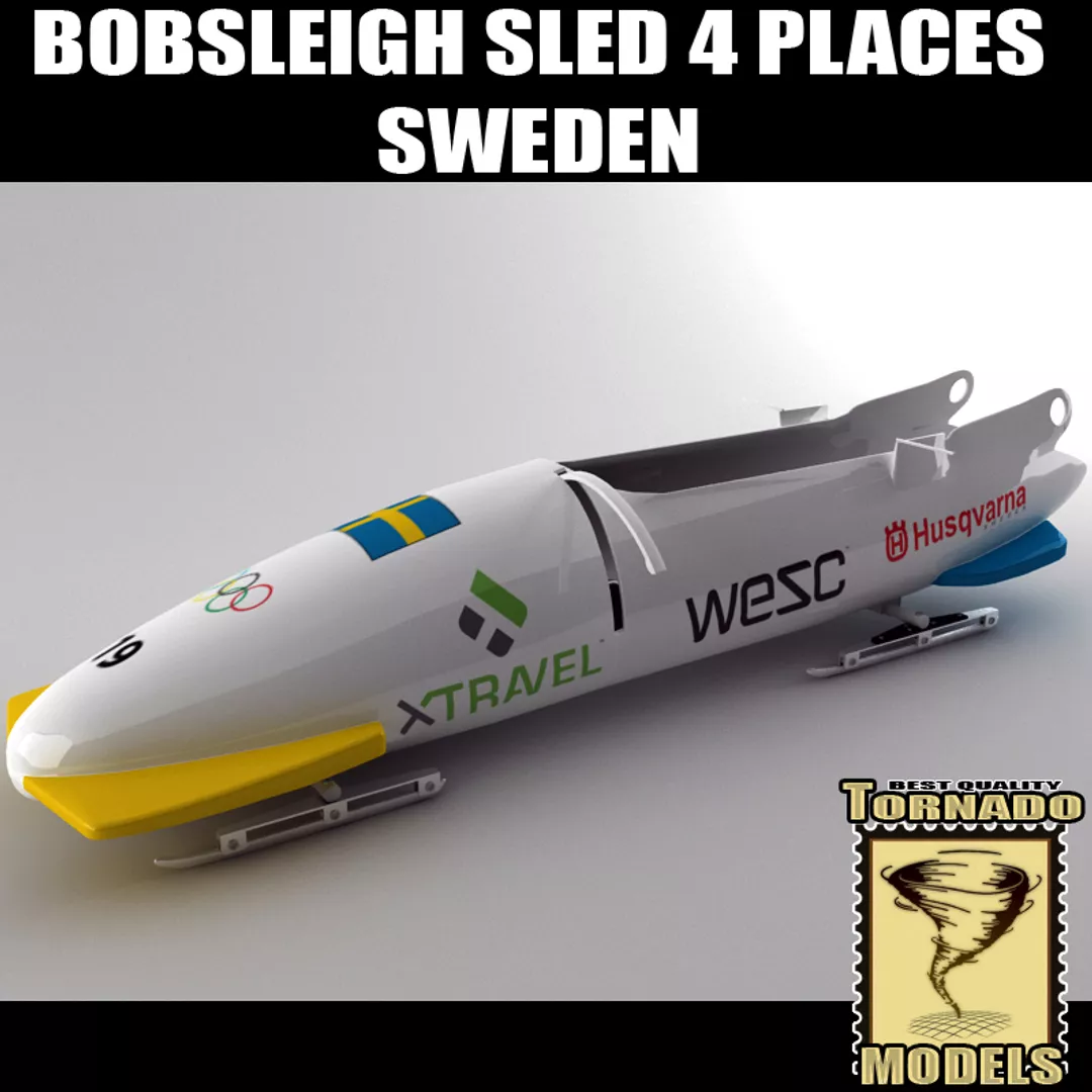 Bobsleigh Sled - 4 Places - Sweden 3D model