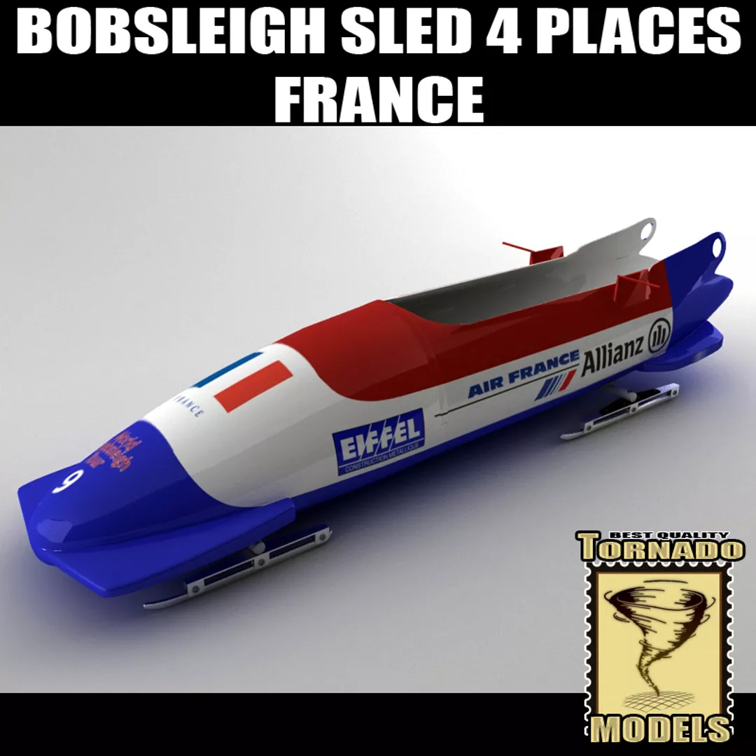 Bobsleigh Sled - 4 Places - France 3D model