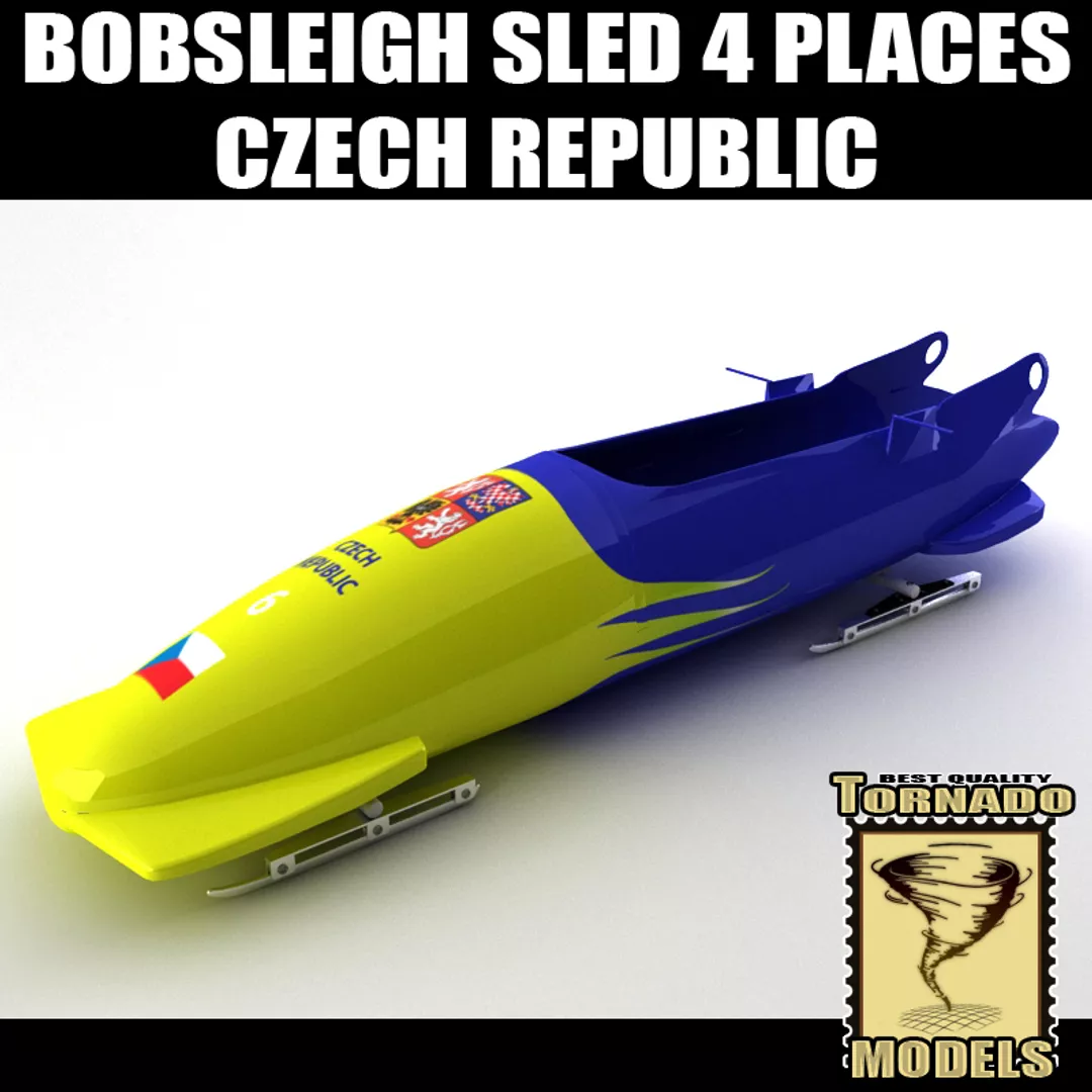 Bobsleigh Sled - 4 Places - Czech Republic 3D model