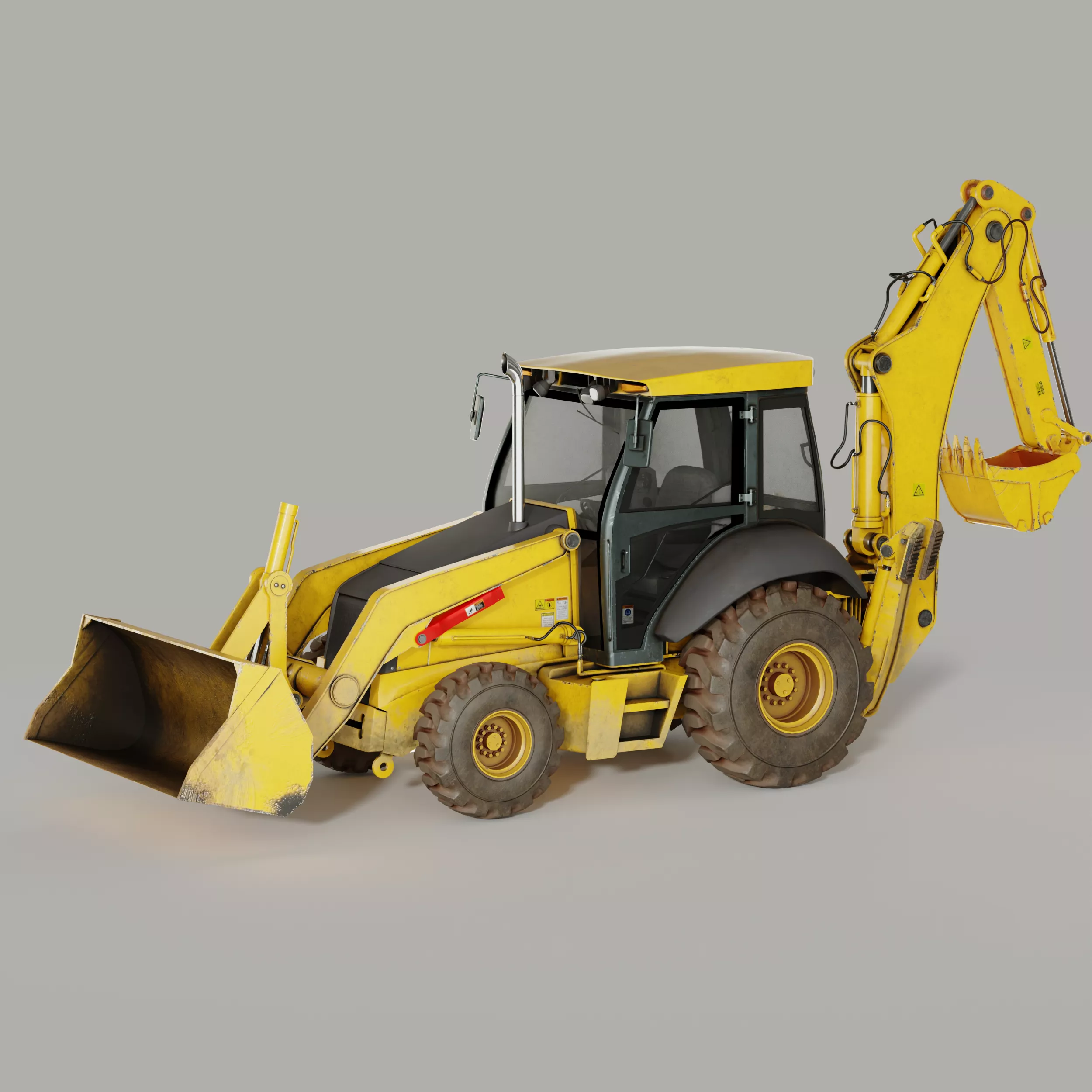 Rigged Animated Backhoe Loader - Construction Model Low-poly 3D model