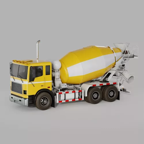 Rigged Animated Concrete Mixer Truck - 3D Model