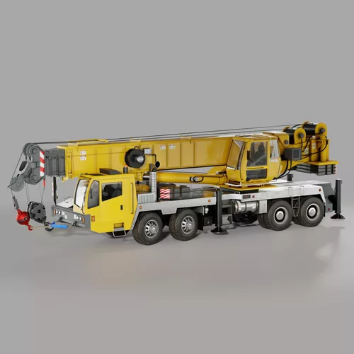 Rigged Animated Mobile Truck Crane - 3D Model