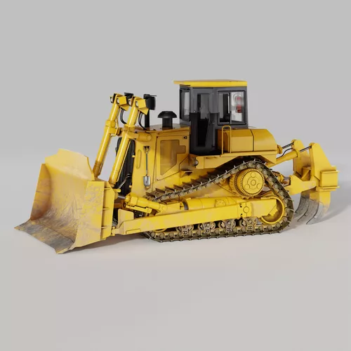 Rigged Animated Bulldozer - Construction 3D Model