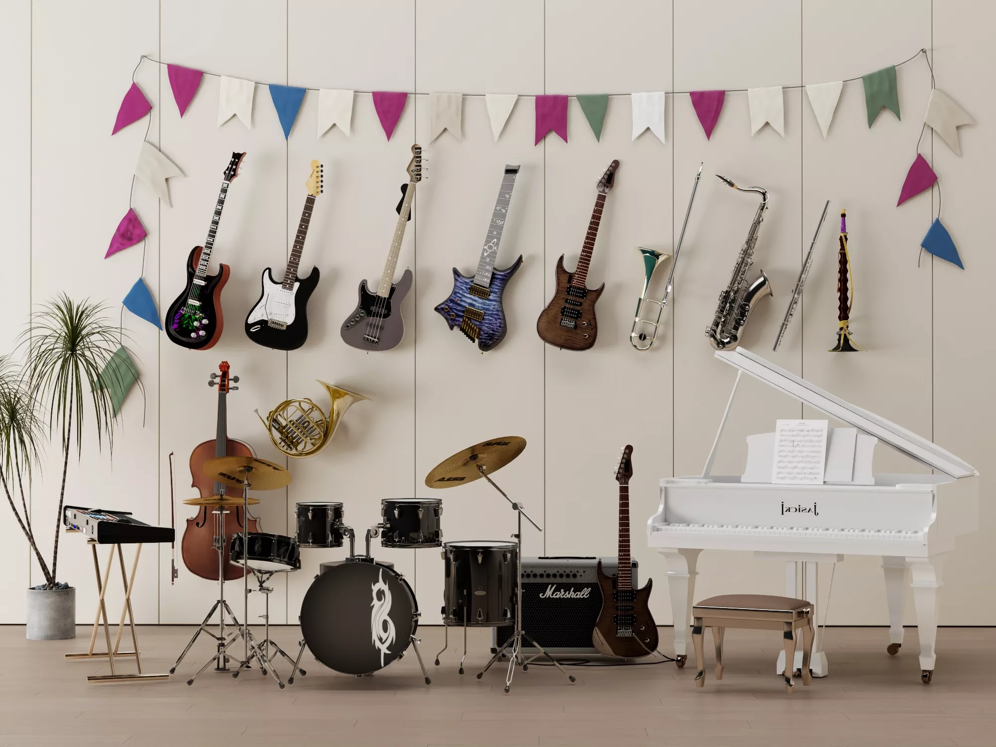 Musical Instrument Collection Asset Pack 3D model