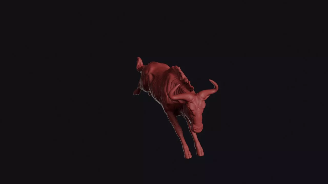 Leaping Wildebeest 3D print model