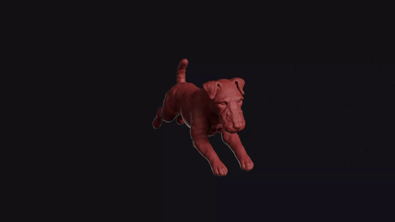 Leaping Welsh Terrier 3D print model
