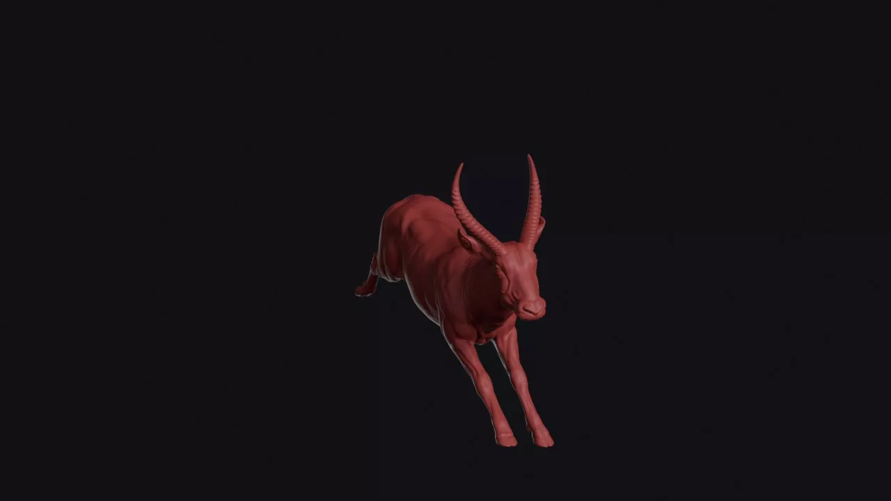 Leaping Waterbuck 3D print model
