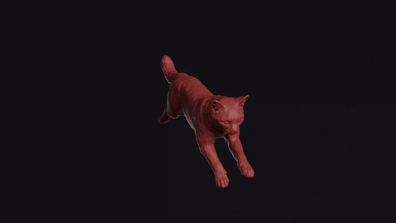 Pouncing Somali Cat 3D print model